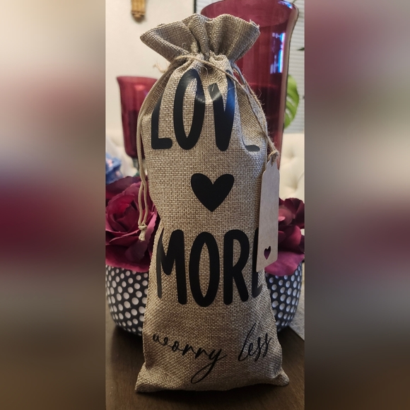 Hand Crafted Other - Love More Burlap Wine Bag/gift Bag